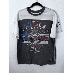 American Fighter Mens Athletic T-Shirt L Gray & White Graphic Crew Neck size XL